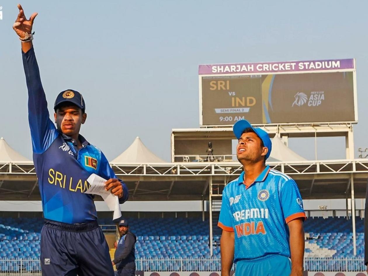 INDU19 and SLU19 Captains during the toss in Asia Cup 2024 Semi-Final