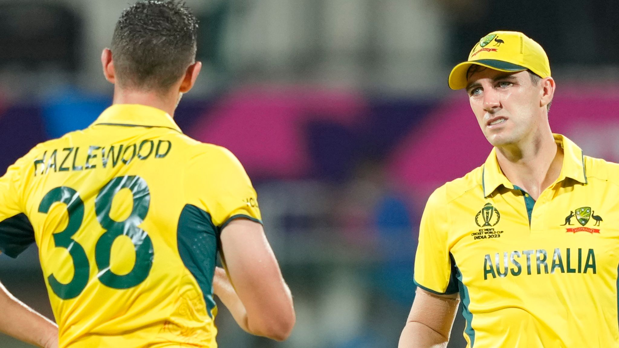 Josh Hazlewood with Pat Cummins