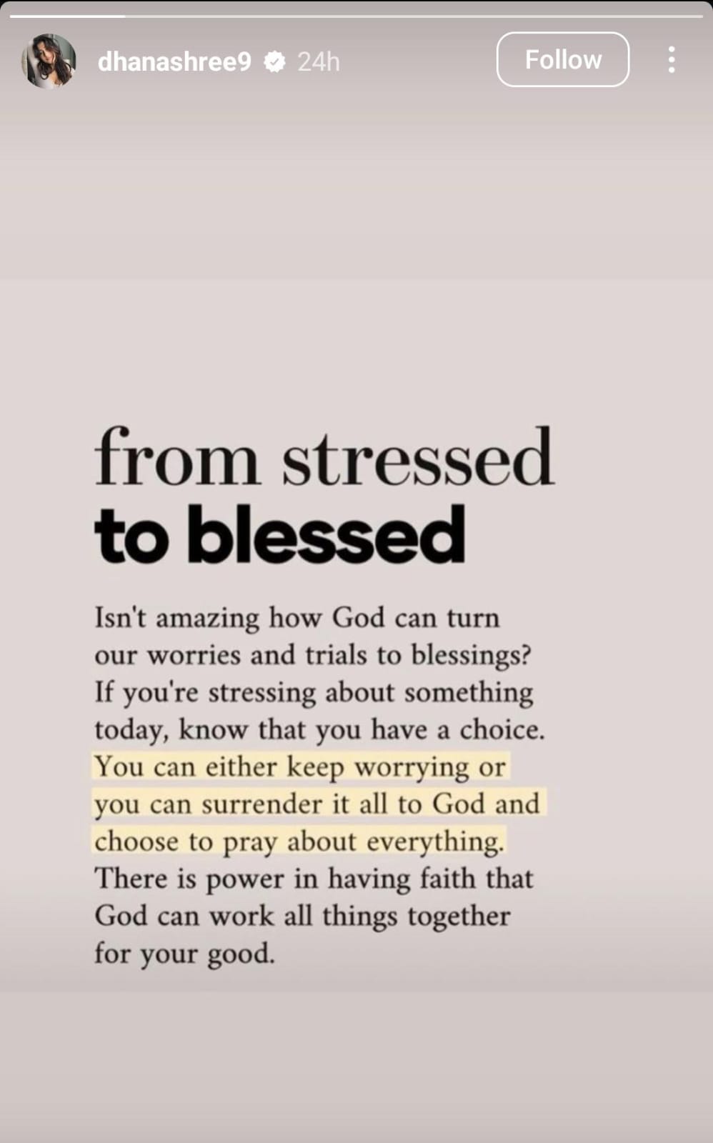 Dhanashree Verma's Instagram Story