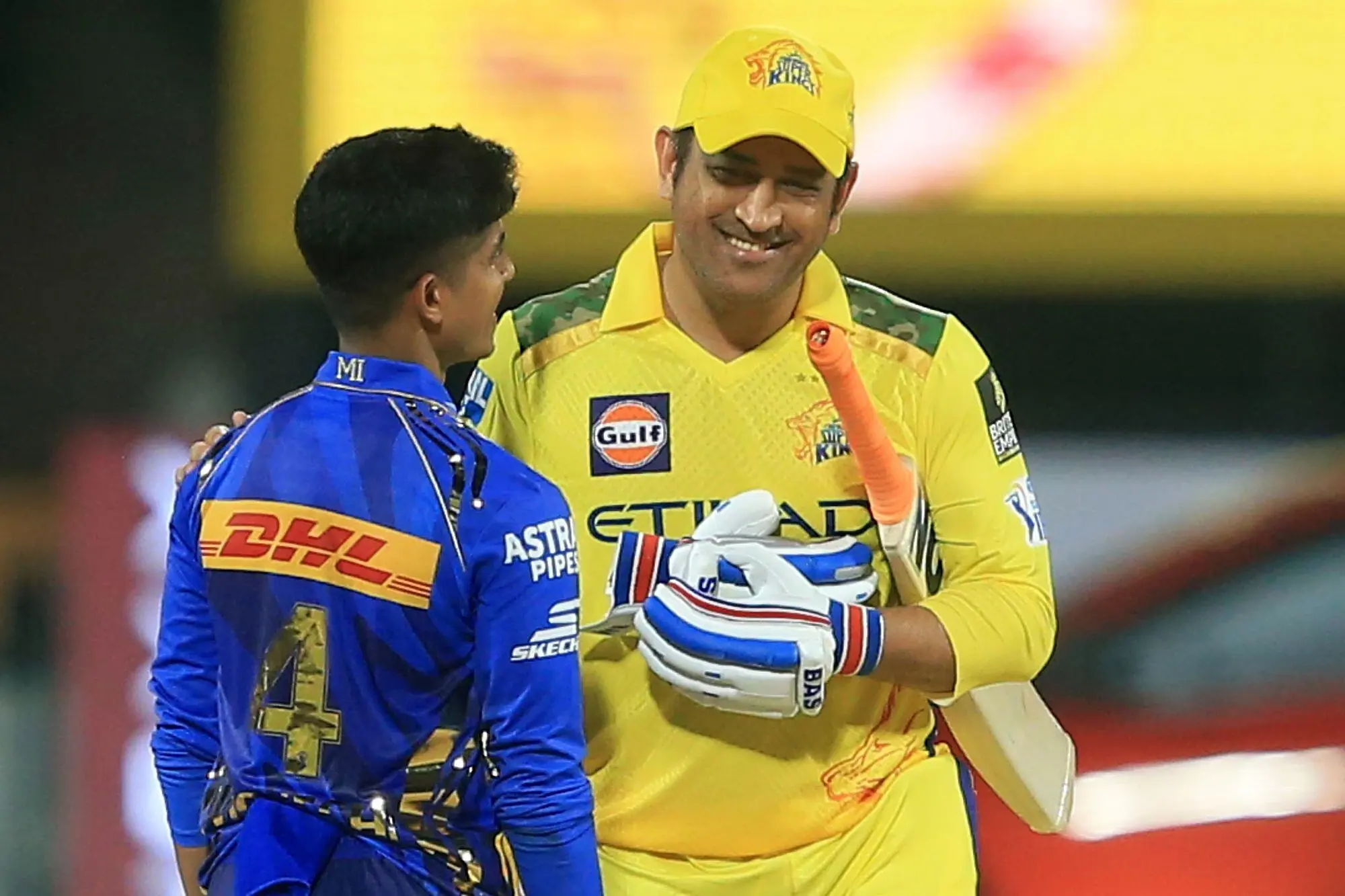 Vignesh Puthur with MS Dhoni