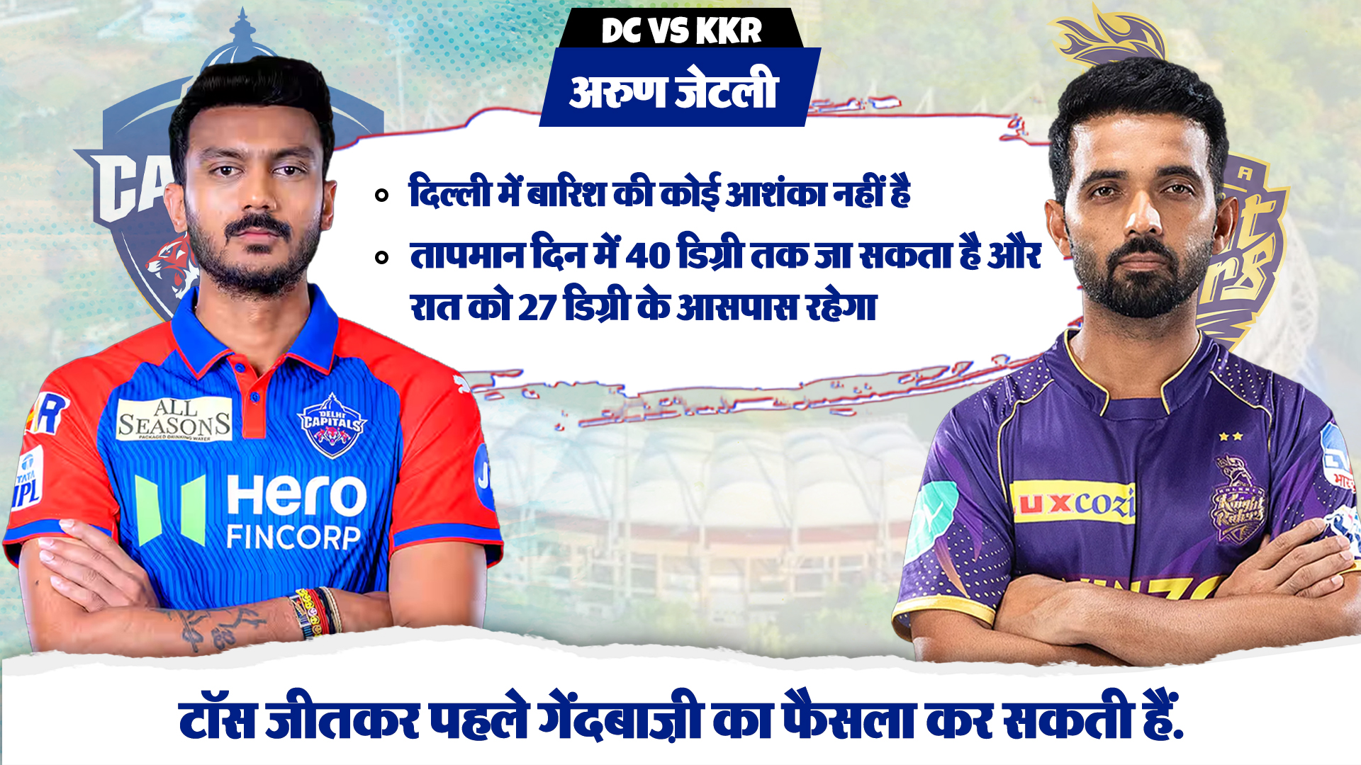 DC vs KKR: मौसम का हाल
