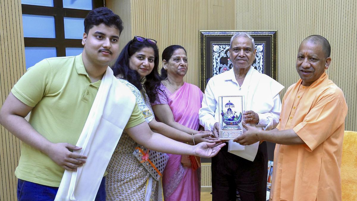 UP CM Yogi Adityanath meets Group Captain Shubanshu Shukla in Lucknow